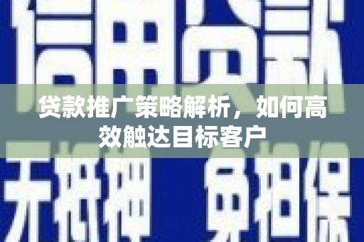 大足贷款推广策略解析，如何高效触达目标客户