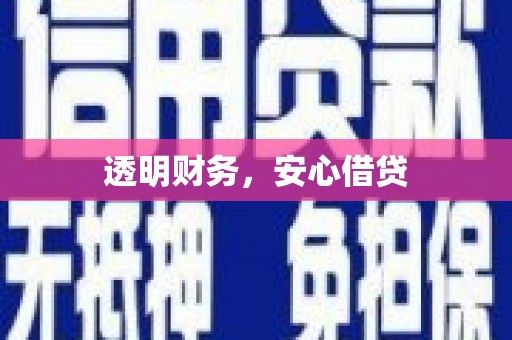阜康透明财务，安心借贷